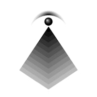 a black and white image of a triangle with an eye in the middle